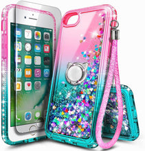 Load image into Gallery viewer, iPhone 7 Holographic Ring Holder Liquid Glitter Quicksand Case - Redpepper Cases