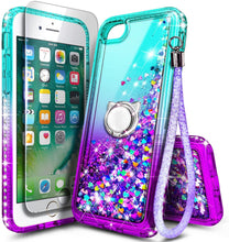 Load image into Gallery viewer, iPhone 7 Holographic Ring Holder Liquid Glitter Quicksand Case - Redpepper Cases