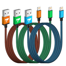 Load image into Gallery viewer, iPhone Charger Cable Aioneus iPhone Charging Cord 6ft 3Pack Colorful - Redpepper Cases