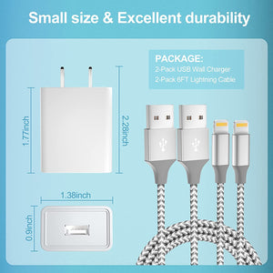 iPhone Charger Fast Charging, 2 Pack USB Wall Charger Travel Plug Adapter - Redpepper Cases