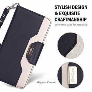 ProCase Galaxy A70 Wallet Case 2019, Flip Fold Kickstand Case with Card Holders Mirror Wristlet, Folding Stand Protective Book Case Cover for Galaxy A70 2019 Release -Black - Redpepper Cases