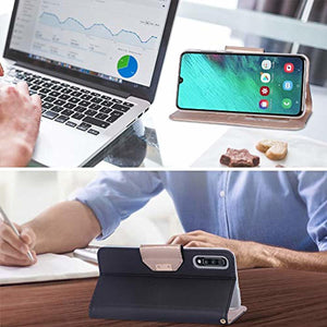 ProCase Galaxy A70 Wallet Case 2019, Flip Fold Kickstand Case with Card Holders Mirror Wristlet, Folding Stand Protective Book Case Cover for Galaxy A70 2019 Release -Black - Redpepper Cases