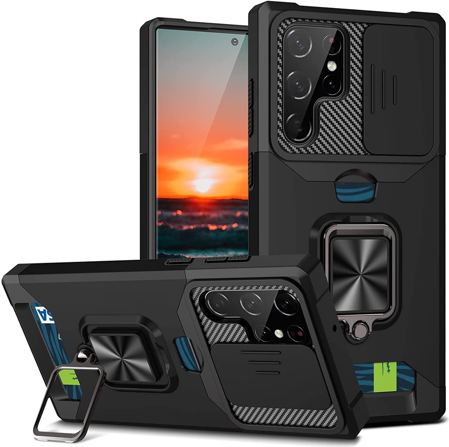Kickstand Case for Samsung Galaxy S22 Ultra, Slide Camera Cover Heavy Duty - Redpepper Cases