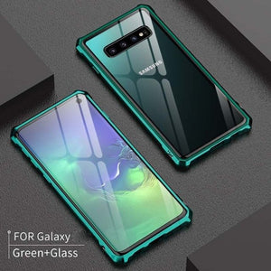 Luxury Aluminum Metal Armor Cover Case For Samsung Galaxy S10 Plus S10 E S10 Slim Frame Shell Bumper Back Clear Glass KS0007 - Redpepper Cases