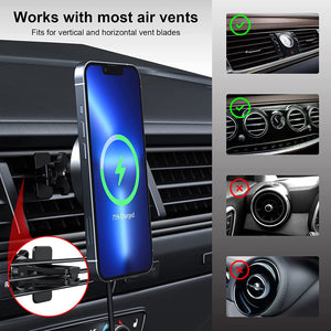 Magnetic Wireless Car Charger Mount,15W Fast Charging MagSafe Case - Redpepper Cases