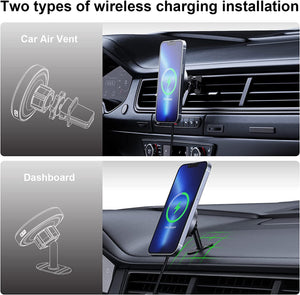 Magnetic Wireless Car Charger Mount,15W Fast Charging MagSafe Case - Redpepper Cases