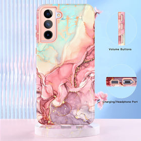 Marble Pattern 3 in 1 Heavy Duty Shockproof Body Rugged Hard Silicone Drop Protective Rose Gold - Redpepper Cases