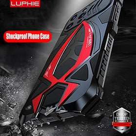 Metal Armor Compatible iPhone 13 Pro Max Case 6.7 inch Black Red - Redpepper Cases
