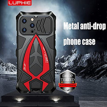 Load image into Gallery viewer, Metal Armor Compatible iPhone 13 Pro Max Case 6.7 inch Black Red - Redpepper Cases