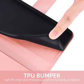 Moto Edge Plus Wallet Case Tempered Glass Screen Protector Rose Gold - Redpepper Cases