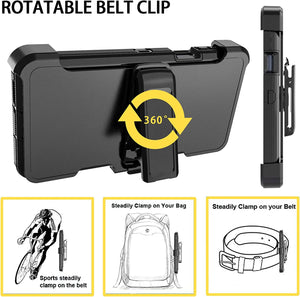 Motorola Edge Plus Heavy Shockproof Shell Combo Protective Cell Phone Cover Swivel (Black) - Redpepper Cases