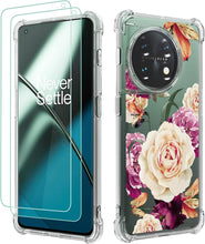Load image into Gallery viewer, Oneplus 11 5G Case Women Girls Flower Floral 2pcs Screen Protector Phone Cover - Redpepper Cases