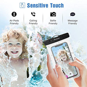 ProCase Universal Waterproof Pouch Cellphone Dry Bag Underwater Case for iPhone 11 Pro Max Xs Max XR 8 7 SE 2020 Galaxy S20 Ultra up to 6.9", Waterproof Phone Case for Beach Snorkeling -6 Pack, Black - Redpepper Cases