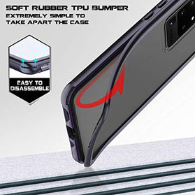 RedPepper Designed for Samsung Galaxy S20 Ultra Case, Matte Clear Rugged Heavy Duty Bumper Armor Cover Without Built-in Screen Protector Shockproof Case for Samsung Galaxy S20 Ultra 6.9 Inch (Black) - Redpepper Cases