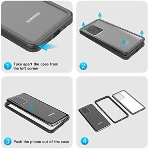 RedPepper Designed for Samsung Galaxy S20 Ultra Case, Matte Clear Rugged Heavy Duty Bumper Armor Cover Without Built-in Screen Protector Shockproof Case for Samsung Galaxy S20 Ultra 6.9 Inch (Black) - Redpepper Cases