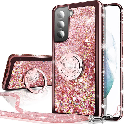 S22 Moving Liquid Holographic Sparkle Glitter Kickstand Case. - Redpepper Cases