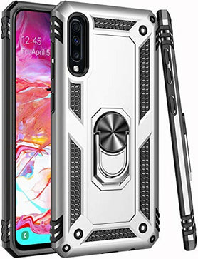 Samsung Galaxy A70 Heavy Duty Shockproof Ring Case Silver - Redpepper Cases