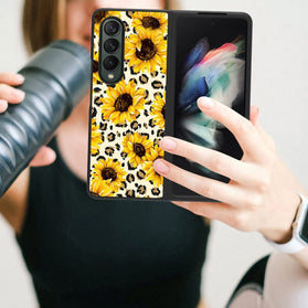 Samsung Galaxy Fold 4 Case, Flower Sunflower Leopard Design Cute Phone Cover - Redpepper Cases
