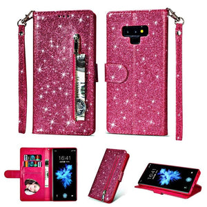 Samsung Galaxy S10 Plus Wallet Glitter Case | Galaxy S9 Plus Wallet Glitter Cases - Redpepper Cases