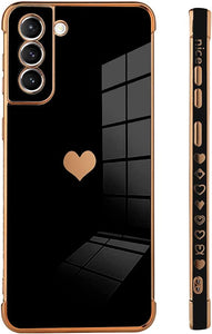 Samsung Galaxy S21 Case Love Heart Plating Electroplate Luxury Elegant Case - Black - Redpepper Cases