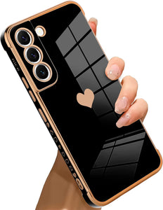 Samsung Galaxy S21 Case Love Heart Plating Electroplate Luxury Elegant Case - Black - Redpepper Cases