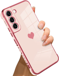 Samsung Galaxy S21 Case Love Heart Plating Electroplate Luxury Elegant Case - Black - Redpepper Cases