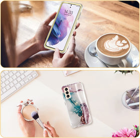 Samsung Galaxy S21 Case Rugged Cover Pink Marble - Redpepper Cases