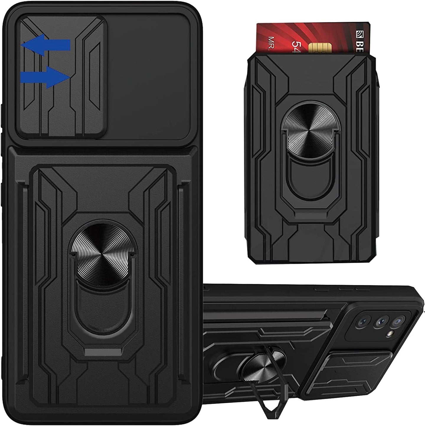 Samsung Galaxy S21 Ultra 5G Case Removable Kickstand & Card Holder,Slide Camera Cover Ring Stand - Redpepper Cases