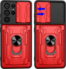 Load image into Gallery viewer, Samsung Galaxy S21 Ultra 5G Case Removable Kickstand &amp; Card Holder,Slide Camera Cover Ring Stand - Redpepper Cases