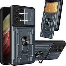 Load image into Gallery viewer, Samsung Galaxy S21 Ultra 5G Case Removable Kickstand &amp; Card Holder,Slide Camera Cover Ring Stand - Redpepper Cases