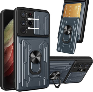 Samsung Galaxy S21 Ultra 5G Case Removable Kickstand & Card Holder,Slide Camera Cover Ring Stand - Redpepper Cases