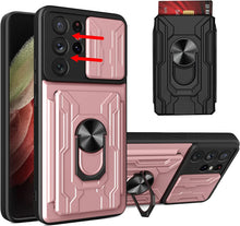 Load image into Gallery viewer, Samsung Galaxy S21 Ultra 5G Case Removable Kickstand &amp; Card Holder,Slide Camera Cover Ring Stand - Redpepper Cases