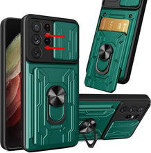 Load image into Gallery viewer, Samsung Galaxy S21 Ultra 5G Case Removable Kickstand &amp; Card Holder,Slide Camera Cover Ring Stand - Redpepper Cases