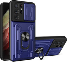 Load image into Gallery viewer, Samsung Galaxy S21 Ultra 5G Case Removable Kickstand &amp; Card Holder,Slide Camera Cover Ring Stand - Redpepper Cases