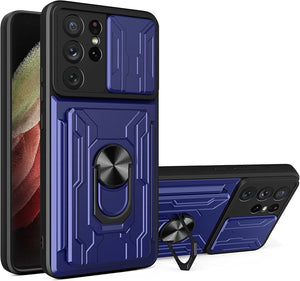 Samsung Galaxy S21 Ultra 5G Case Removable Kickstand & Card Holder,Slide Camera Cover Ring Stand - Redpepper Cases