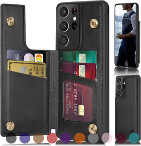 Samsung Galaxy S21 Ultra 5G Credit Card Holder,Flip Book Ultra case Wine Red - Redpepper Cases