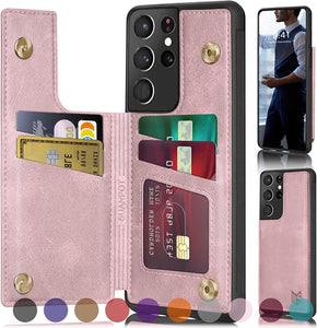 Samsung Galaxy S21 Ultra 5G Credit Card Holder,Flip Book Ultra case Wine Red - Redpepper Cases