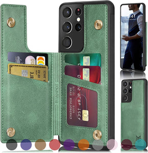 Samsung Galaxy S21 Ultra 5G Credit Card Holder,Flip Book Ultra case Wine Red - Redpepper Cases