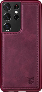 Samsung Galaxy S21 Ultra 5G Credit Card Holder,Flip Book Ultra case Wine Red - Redpepper Cases
