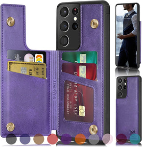 Samsung Galaxy S21 Ultra 5G Credit Card Holder,Flip Book Ultra case Wine Red - Redpepper Cases