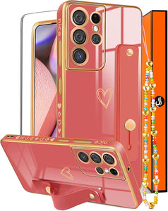 Samsung Galaxy S21 Ultra Case Heart Cute Girly Loop Phone Cases Black - Redpepper Cases