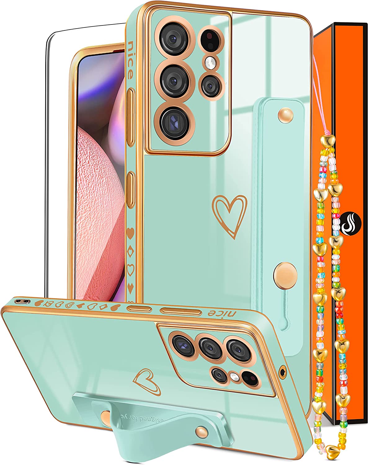 Samsung Galaxy S21 Ultra Case Heart Cute Girly Loop Phone Cases Black Samsung Galaxy S21 Ultra Case Heart Cute Girly Loop Phone Cases Black