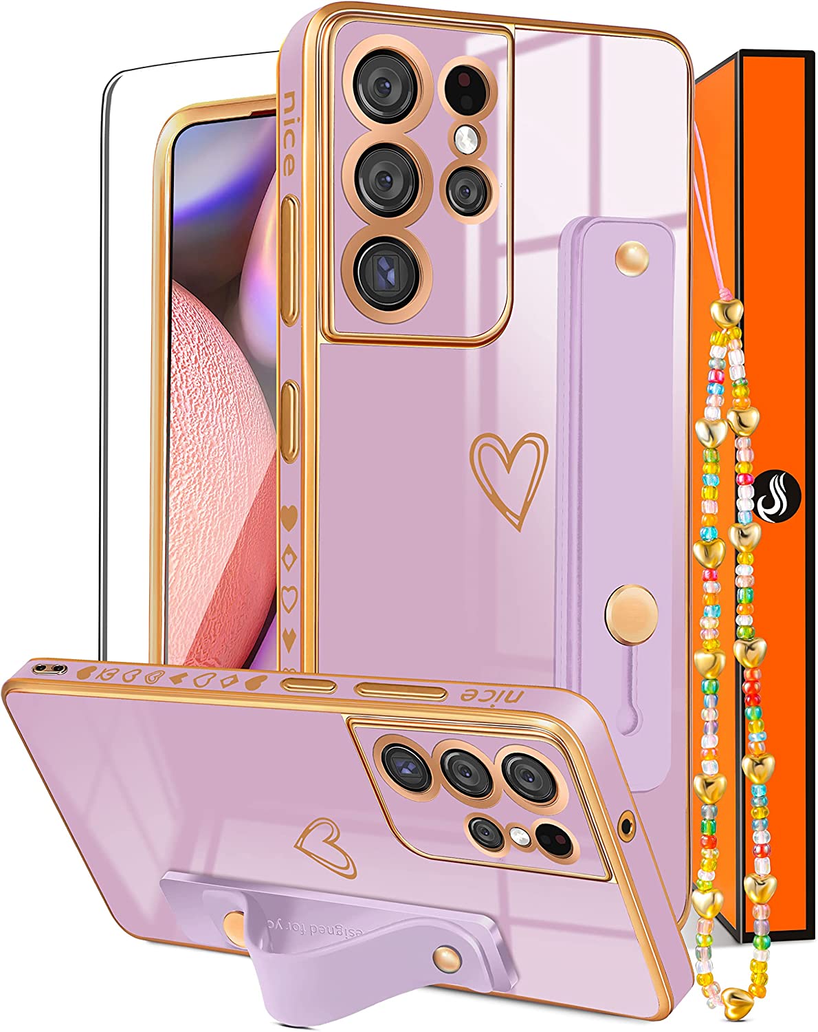 Samsung Galaxy S21 Ultra Case Heart Cute Girly Loop Phone Cases Black Samsung Galaxy S21 Ultra Case Heart Cute Girly Loop Phone Cases Black