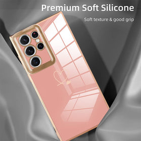 Samsung Galaxy S21 Ultra Case Plating Body Protective Black Cover -Pink - Redpepper Cases