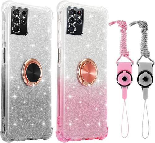 Samsung Galaxy S21 Ultra Phone Case Gradient Powder Gradient Silver Black - Redpepper Cases