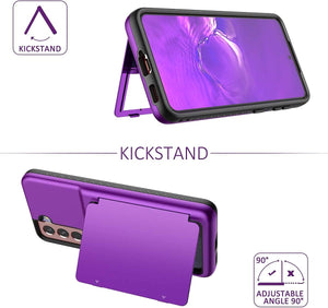 Samsung Galaxy S21 Wallet Case Credit Card Holder & Hidden Mirror Purple - Redpepper Cases