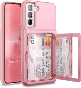 Samsung Galaxy S21 Wallet Case Credit Card Holder & Hidden Mirror Purple - Redpepper Cases