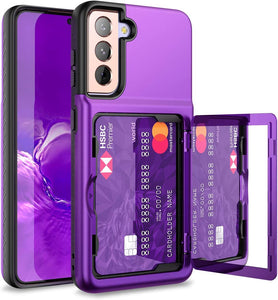 Samsung Galaxy S21 Wallet Case Credit Card Holder & Hidden Mirror Purple - Redpepper Cases