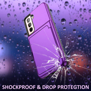 Samsung Galaxy S21 Wallet Case Credit Card Holder & Hidden Mirror Purple - Redpepper Cases