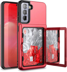 Samsung Galaxy S21 Wallet Case Credit Card Holder & Hidden Mirror Purple - Redpepper Cases